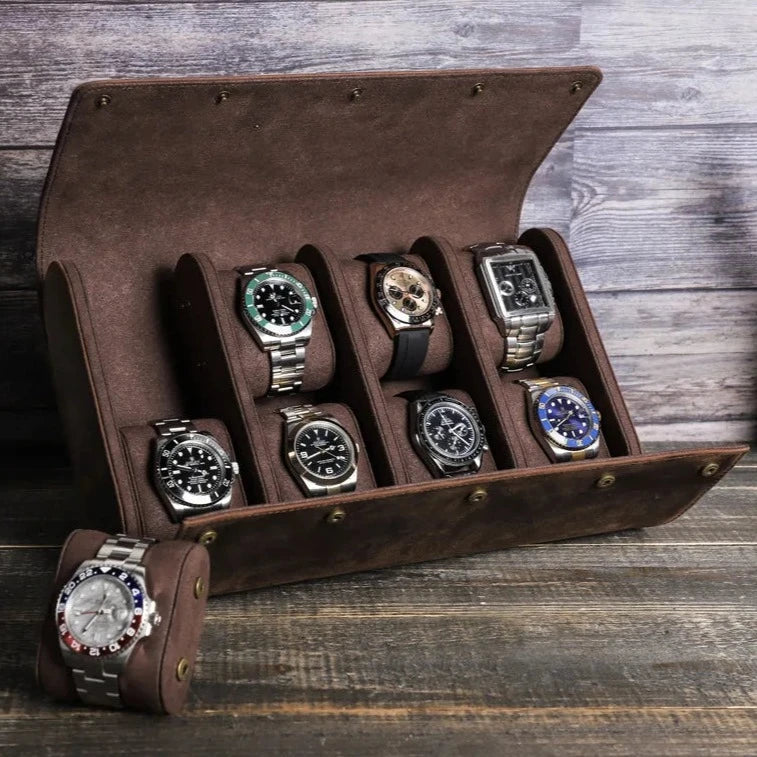 Caixa Organizadora de Relógios de Couro Crazy Horse: Luxo e Proteção para sua Coleção Preciosa - Corletaria