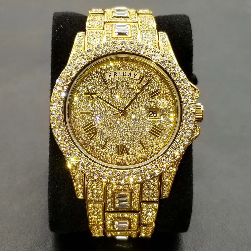 Domine o Tempo com Estilo: Relógio Completo de Diamante Iced para Homens - Corletaria